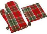 Set presina e guantone Tartan rossi