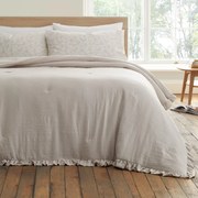 Copriletto beige per letto matrimoniale 220x230 cm Soft Washed Frill - Bianca