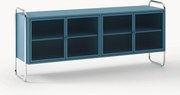Credenza in metallo con frontale in vetro Robyn