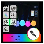 Aigostar - Catena luminosa LED smart RGBICW MESH 25 LED 5 m IP44 + telecomando