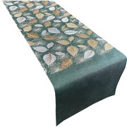 Stola decorativa verde con motivo a foglia d'oro Larghezza: 35 cm | Lunghezza: 140 cm