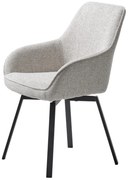 Sedia da pranzo grigio chiaro in imbottito con braccioli Alma – Unique Furniture