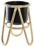 Vaso DKD Home Decor Naturale Nero Metallo Coloniale Bambù (26 x 26 x 40 cm)