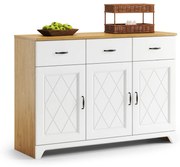 Comò PROVENZA KD3SZ3 Rovere Pietrato/Bianco Opaco - MOBILE CON CASSETTI IN STILE RETRÒ