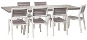 Set Da Pranzo Tavolo Allungabile 100x162/240 Con 6 Sedie In Resina Harmony Keter Cappuccino