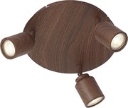 Plafoniera Japandi in legno scuro con faretti regolabili 3 luci IP44 - Ducha