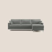 Andromeda divano letto angolare in velluto morbido impermeabile T01 grigio chiaro 250 cm destro (mat. 120x197)