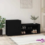 VidaXL Scarpiera Nera 63x24x103 cm in Legno Multistrato