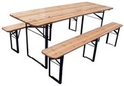 Set Birreria 220x70 Cm Tavolo E Panche Pieghevoli In Legno Trattato Per Esterni