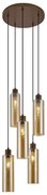 Lampada a sospensione Hotel Chic bronzo scuro con vetro ambrato 5 luci - Stavelot