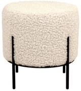 Poggiapiedi color crema con rivestimento in bouclé Alford – House Nordic