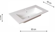 Lavabo integrale a incasso rettangolare L 60.5 x H 14 x P 46 cm in resina bianco opaco