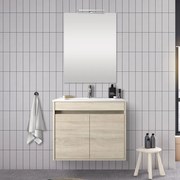 Mobile bagno 70 cm con 2 ante Mavi rovere juta con specchio