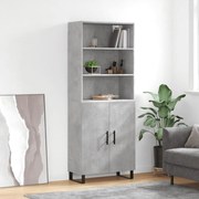 Credenza grigio cemento 69,5x34x180 cm in legno multistrato