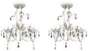 Lampadari Con Pendenti İn Cristallo 2 Pz Bianco Elegante /