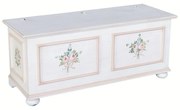 Cassapanca arte povera in legno shabby bianco anticato decorato filo rosa