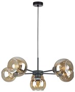 Lampadario a sospensione con filo KALIOPE 6xE27/60W/230V nero/fumé beige