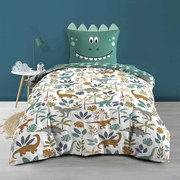 Set copripiumino e federa da bambini bianco/verde in cotone per letto singolo 140x200 cm Dina – douceur d'intérieur