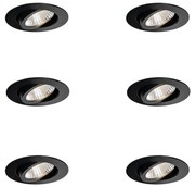 Set di 6 faretti da incasso neri 6,8 cm con LED 750 lm dimmerabili IP23 - Gaius
