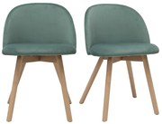 Sedie scandinave in velluto azzurro acquamarina e legno massello di faggio (set di 2) CELESTE