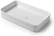 Lavabo da appoggio rettangolare 65 in ceramica bianco lucido Epsilon