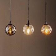 EMIBIG LIGHTING Lampada a sospensione Glassy, a 3 luci, diritta, grafite/ambra/trasparente,