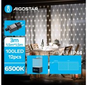 Aigostar - Catena luminosa natalizia LED per esterni, 100 LED / 8 funzioni, 4,5 x 1,5 m, IP44, bianco freddo