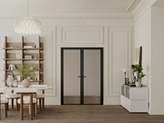 Blocco porta reversibile a due battenti in alluminio e vetro temperato fumé 2 x H204 x L93 cm Nero - LOXTON