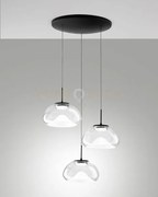 Brena sospensione trasparente 3 luci tonda a led cct 2700k - 3000k ...