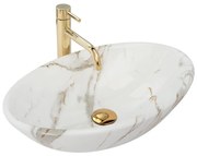 REA-U9685 - Lavabo da appoggio PAMELA 33x53 cm, in ceramica con decoro effetto marmo