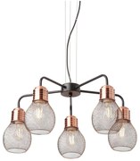 Redo 01-1580 - Lampadario a cavo EDISON 5xE27/42W/230V Ø 53 cm nero/rame
