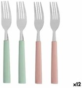 Set di Forchette Verde Rosa Argentato Acciaio inossidabile Plastica 18,7 cm (12 Unità)