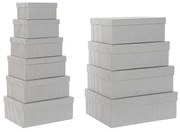 Set di Scatole per Sistemare Impilabili DKD Home Decor Grigio Bianco Quadrato Cartone (43,5 x 33,5 x 15,5 cm)