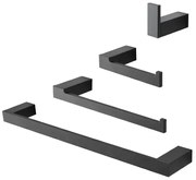 Set accessori bagno da muro 4 pezzi in alluminio nero Sky