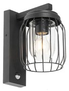 Lampada da parete moderna per esterni nera IP44 con sensore di movimento - Luc