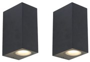 Set di 2 lampade da parete moderne nere a 2 luci IP44 - Baleno