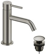 Rubinetto per lavabo a canna bassa getto laminare cristallino LOOP nichel spazzolato lucido SANYCCES