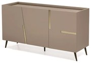 Madia credenza 3 ante inserti specchio Bronzo con scocca Tortora GIRONA con 5 piedini