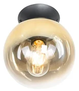 Plafoniera Art Déco nera con vetro dorato - Pallon