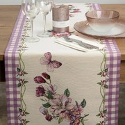 Battistrada in arazzo con motivo intrecciato - fiori e farfalle Larghezza: 45 cm | Lunghezza: 140 cm