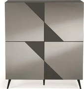 Madia credenza 4 ante in vetro specchio Fum cassa Antracite ARTE 120 con 5 piedini