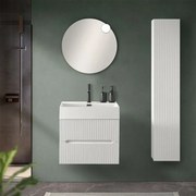 Mobile bagno sospeso cannettato 60 cm bianco opaco con specchio Bali