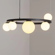 ALDEX Lampada a sospensione Garda 5, anello, metallo, vetro, a 5 luci, nero