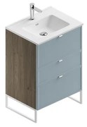 Mobile sottolavabo e lavabo Quadra cotto/cielo in mdf L 60 x H 93 x P 46 cm 3 cassetti