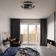 Ventilatore da soffitto LEONHARD nero, Ø 50 cm, dimmerabile, GLOBO IP20