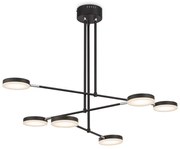 Lampadario A Sospensione Moderno Fad Metallo Nero Acrilico 6 Luci Led 40W