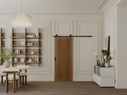 Porta scorrevole con sistema esterno muro H205 x L93 cm  in MDF e Legno Naturale scuro - SANDORA