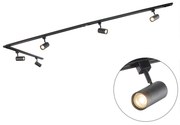 Sistema a binario 1-fase intelligente 5 faretti incl. 5 GU10 nero - Jeana