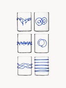 Set di 6 bicchieri in vetro borosilicato fatti a mano Deco' Blu
