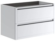 Mobile da bagno sotto lavabo TRATTO bianco opaco L 79.5 x H 50 x P 45.5 cm 2 cassetti, lavabo non incluso